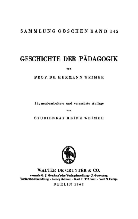 Cover image for book Geschichte der Pädagogik