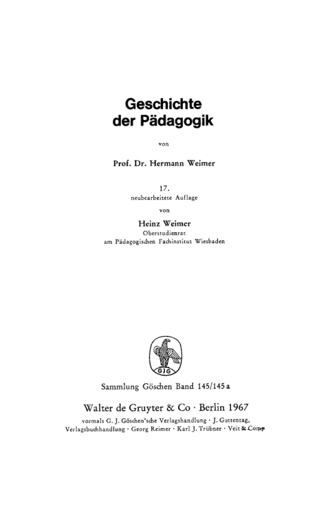 Cover image for book Geschichte der Pädagogik