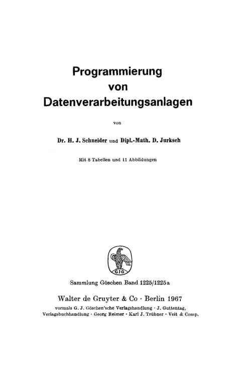Cover image for book Programmierung von Datenverarbeitungsanlagen
