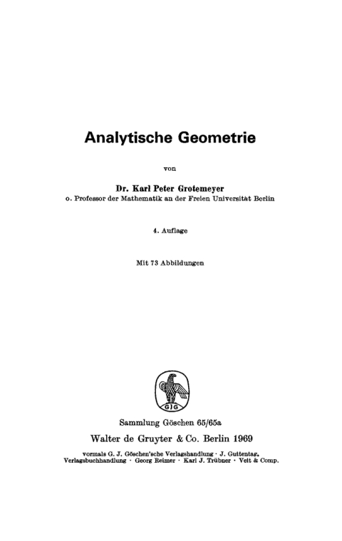 Cover image for book Analytische Geometrie
