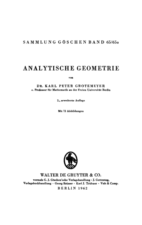 Cover image for book Analytische Geometrie