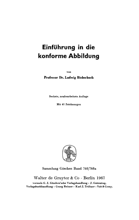 Cover image for book Einführung in die konforme Abbildung