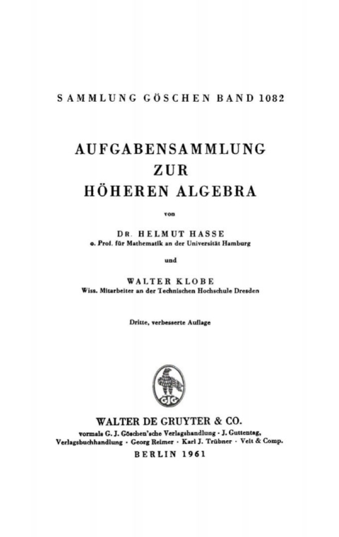 Cover image for book Aufgabensammlung zur höheren Algebra