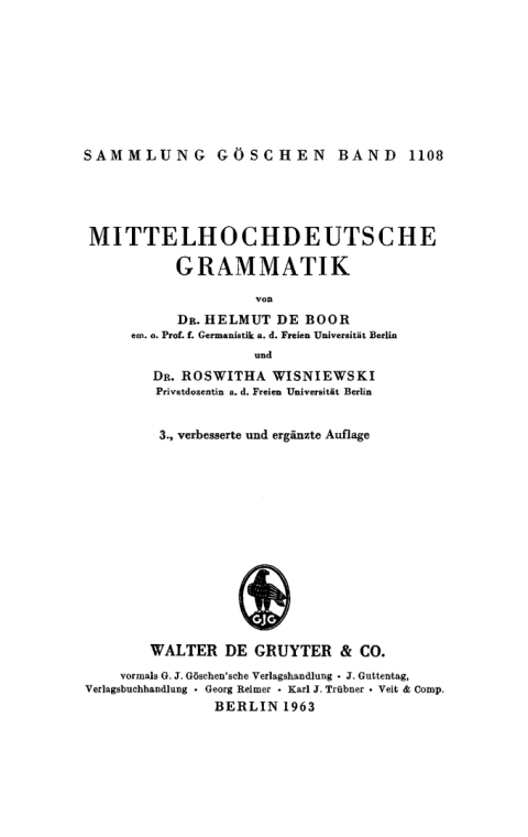 Cover image for book Mittelhochdeutsche Grammatik