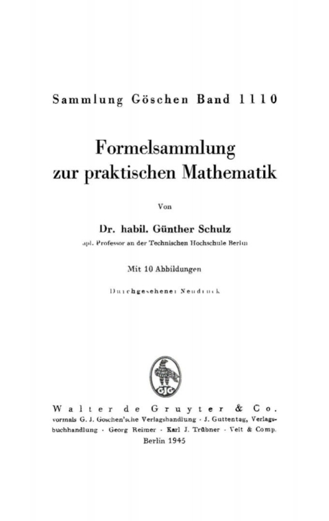 Cover image for book Formelsammlung zur praktischen Mathematik