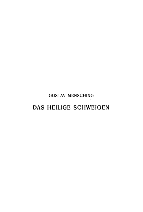 Cover image for book Das heilige Schweigen