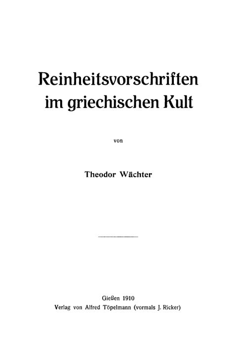 Cover image for book Reinheitsvorschriften im griechischen Kult