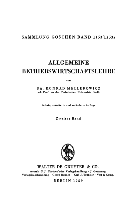 Cover image for book Konrad Mellerowicz: Allgemeine Betriebswirtschaftslehre. Band 2