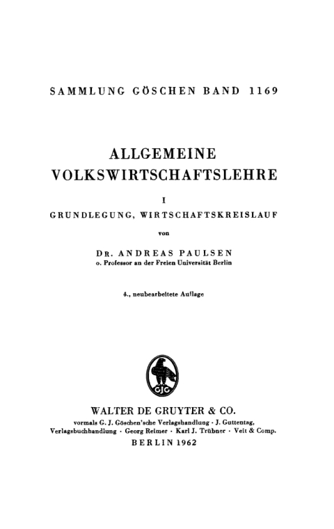 Cover image for book Grundlegung, Wirtschaftskreislauf