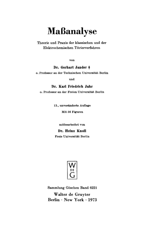 Cover image for book Maßanalyse