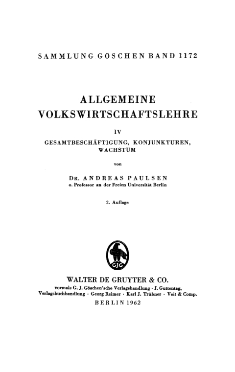 Cover image for book Gesamtbeschäftigung, Konjunkturen, Wachstum