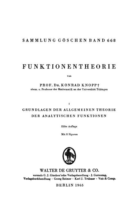 Cover image for book Grundlagen der allgemeinen Theorie der analytischen Funktionen