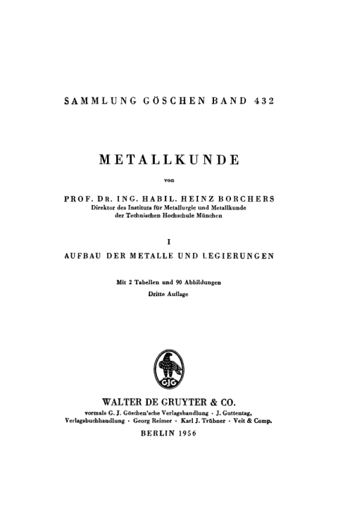 Cover image for book Aufbau der Metalle und Legierungen