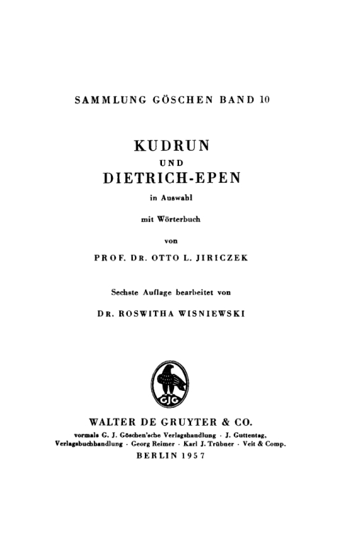 Cover image for book Kudrun und Dietrich-Epen in Auswahl