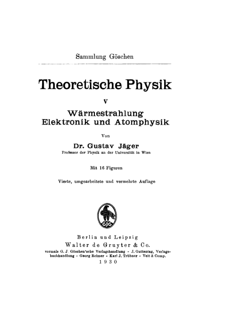 Cover image for book Wärmestrahlung, Elektronik und Atomphysik