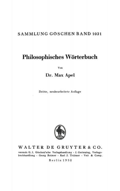 Cover image for book Philosophisches Wörterbuch