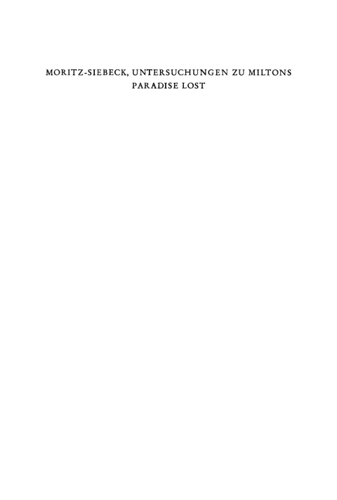 Cover image for book Untersuchungen zu Miltons “Paradise lost”