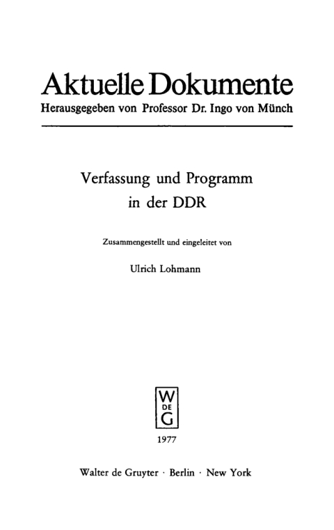 Cover image for book Verfassung und Programm in der DDR