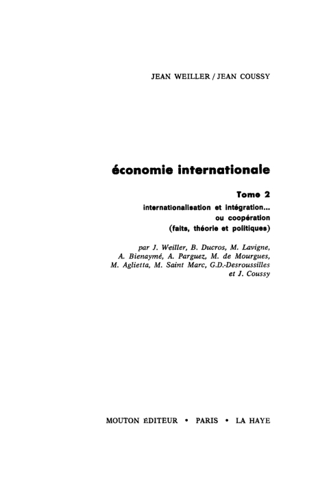 Cover image for book Internationalisation et intégration...ou coopération (faits, théorie et politiques)