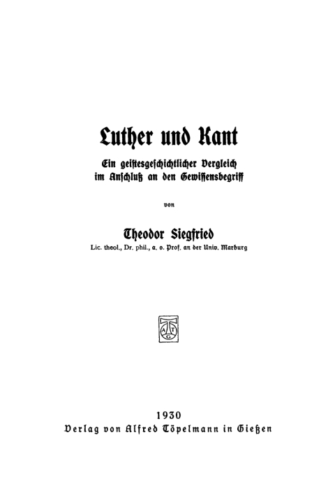 Cover image for book Luther und Kant