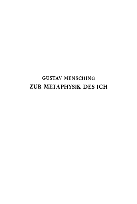 Cover image for book Zur Metaphysik des Ich