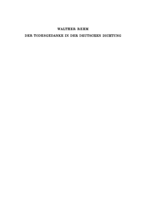 Cover image for book Der Todesgedanke in der deutschen Dichtung vom Mittelalter bis zur Romantik