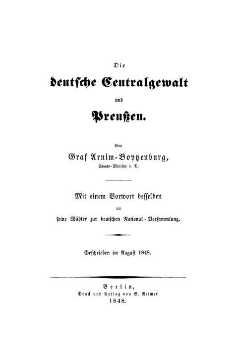 Cover image for book Die deutsche Centralgewalt und Preußen