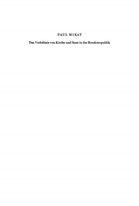 Cover image for book Das Verhältnis von Kirche und Staat in der Bundesrepublik