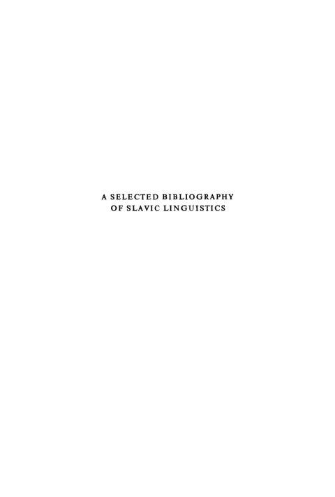 Cover image for book A Selected Bibliography of Slavic Linguistics 2