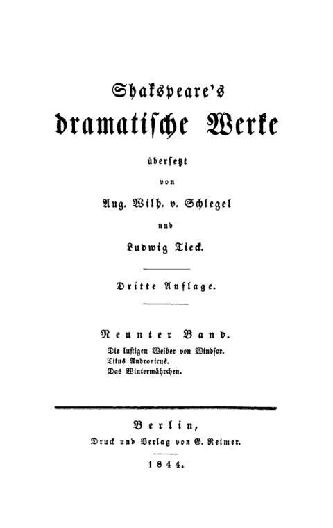 Cover image for book Die lustigen Weiber von Windsor. Titus Andronicus. Das Wintermährchen