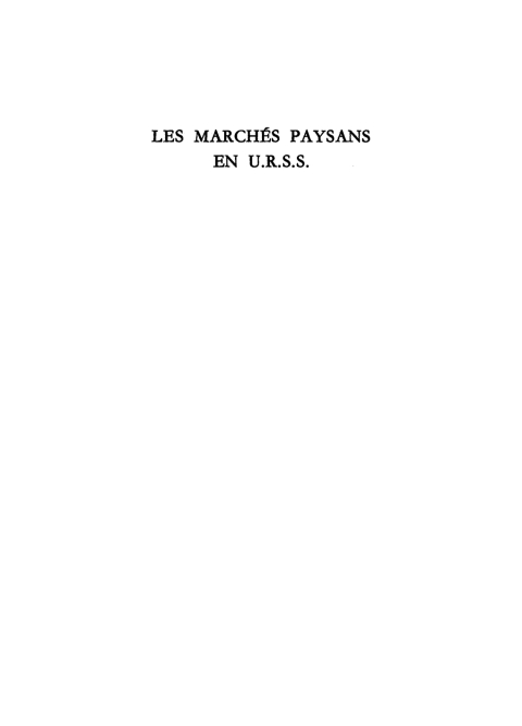 Cover image for book Les marches paysans en U. R. S. S