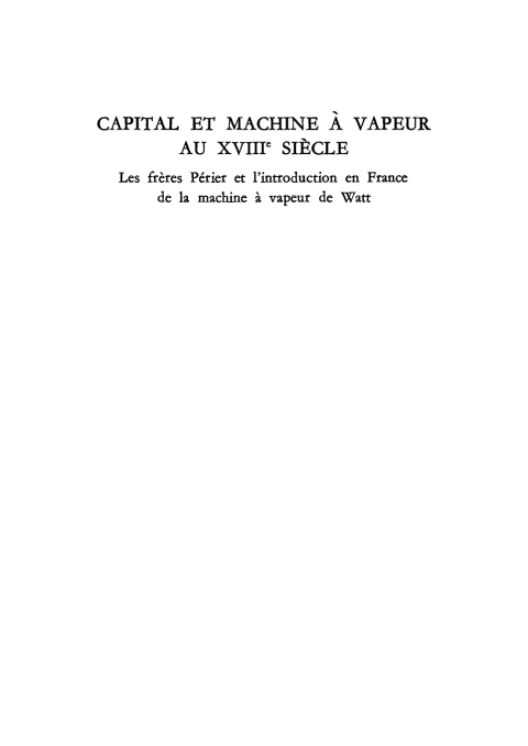 Cover image for book Capital et machine à vapeur au XVIIIe siècle
