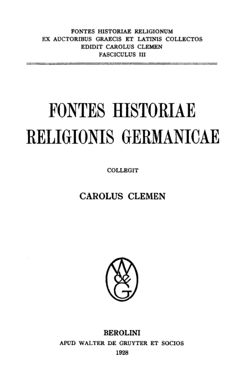 Cover image for book Fontes historiae religionis Germanicae