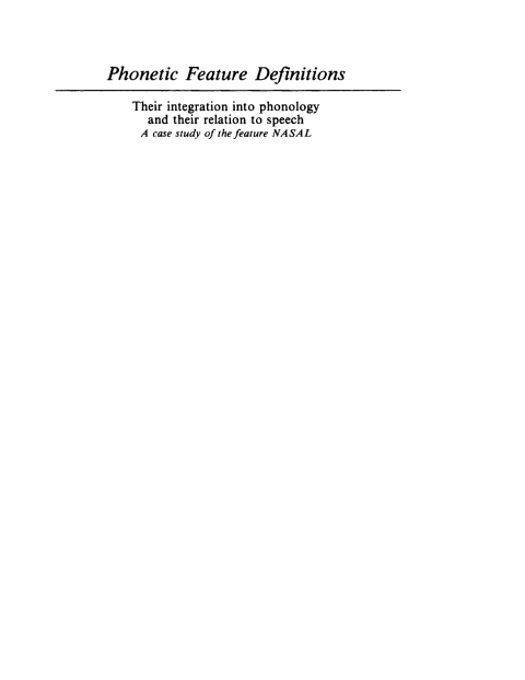 Cover image for book Phonetic Feature Definitions