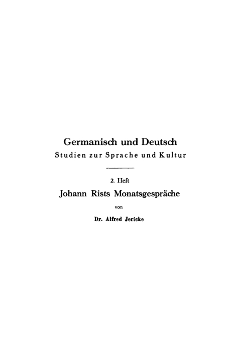 Cover image for book Johann Rists Monatsgespräche