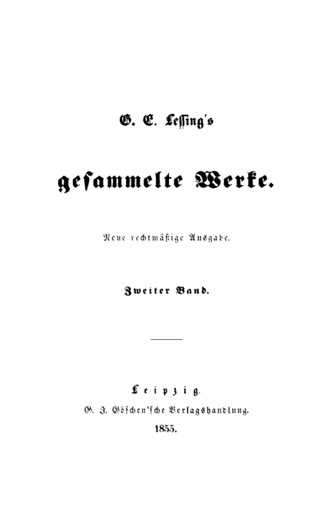 Cover image for book G. E. Lessing: G. E. Lessing’s gesammelte Werke. Band 2