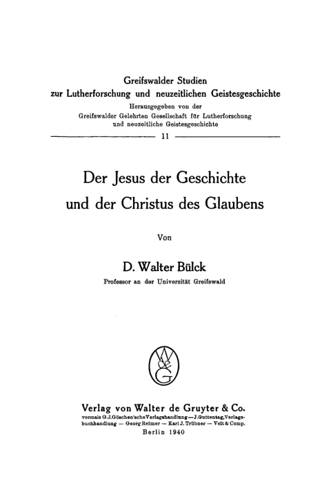 Cover image for book Der Jesus der Geschichte und der Christus des Glaubens
