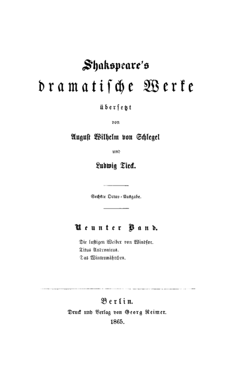 Cover image for book Die lustigen Weiber von Windsor. Titus Andronicus. Das Wintermährchen