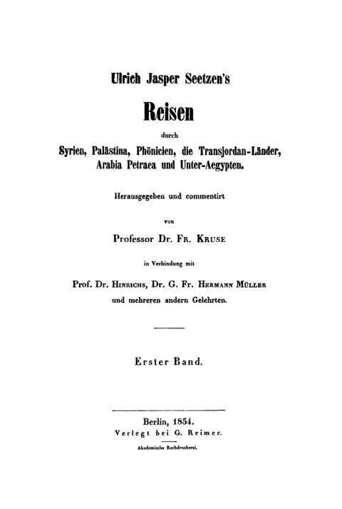 Cover image for book Seetzen’s Reise in den Orient. Von Halep bis Aegypten
