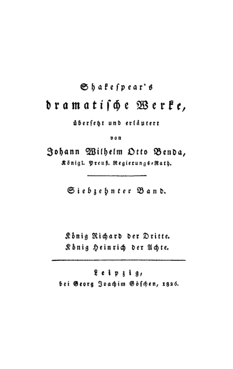 Cover image for book König Richard der Dritte. König Heinrich der Achte