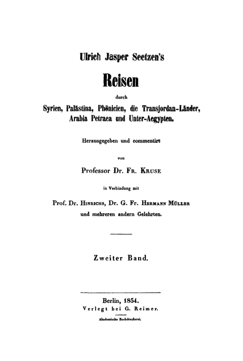 Cover image for book Seetzen’s Reise in den Orient. Von Halep bis Aegypten