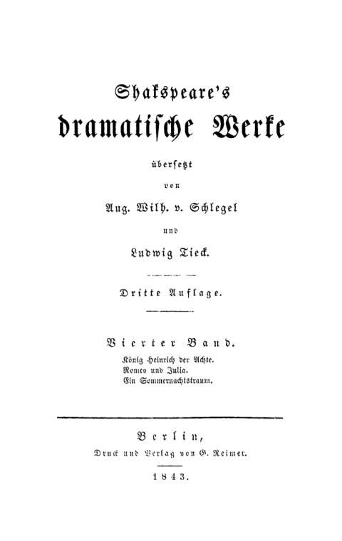 Cover image for book König Heinrich der Achte. Romeo und Julia. Ein Sommernachtstraum