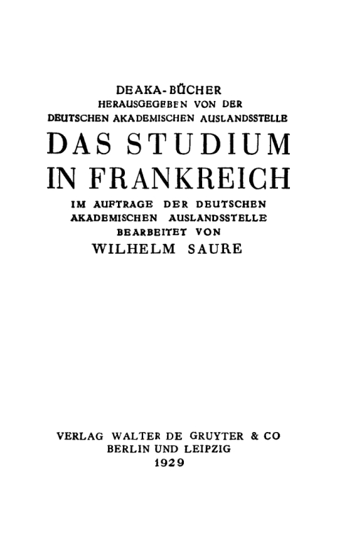 Cover image for book Das Studium in Frankreich