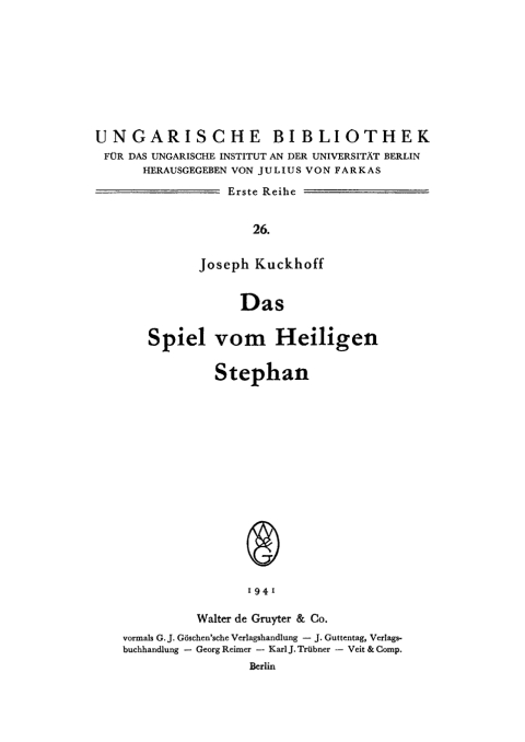 Cover image for book Das Spiel vom Heiligen Stephan