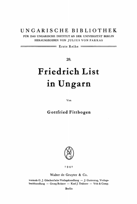 Cover image for book Friedrich List in Ungarn