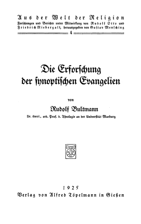 Cover image for book Die Erforschung der synoptischen Evangelien
