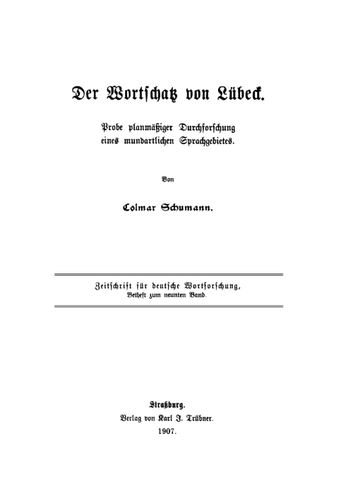 Cover image for book Der Wortschatz von Lübeck