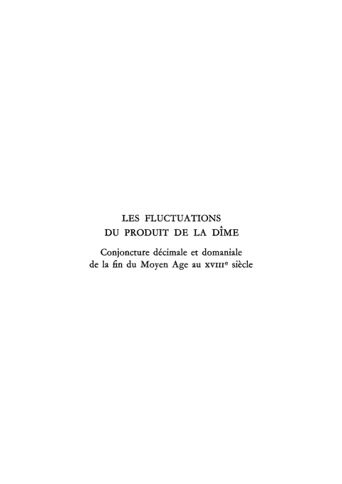 Cover image for book Les fluctuations du produit de la dîme