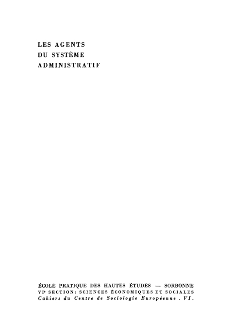 Cover image for book Morphologie de la haute administration française, I