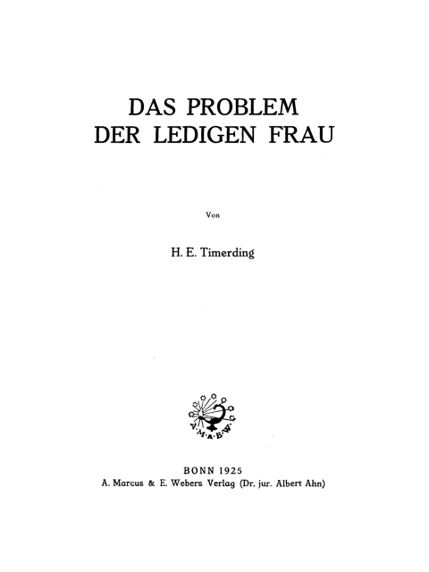 Cover image for book Das Problem der ledigen Frau